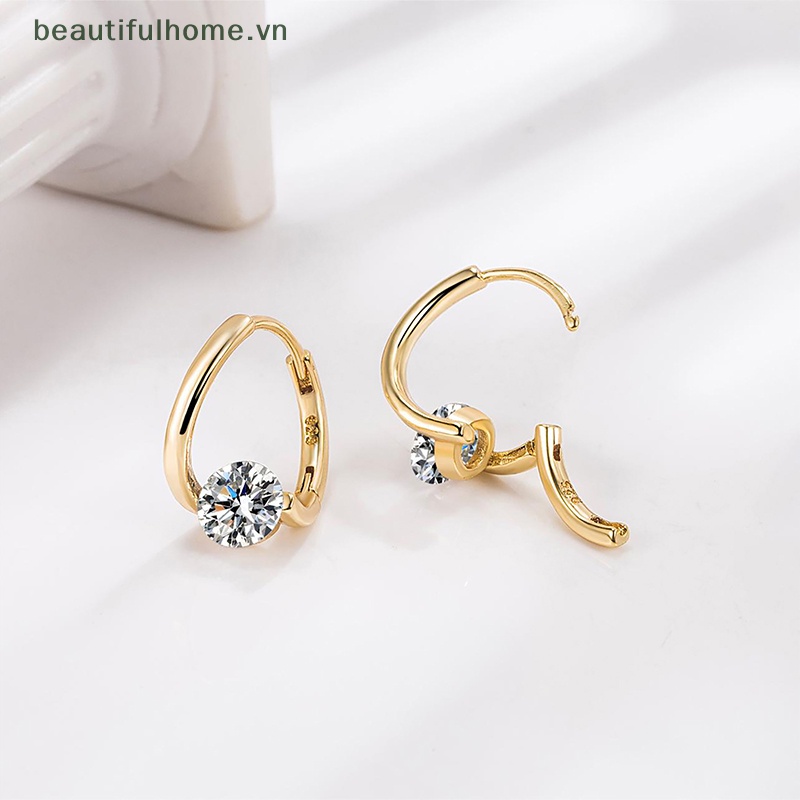1 Đôi Bông Tai Đính Đá Zircon Đơn Giản Phong Cách Hàn Quốc Thời Trang Cho Nữ