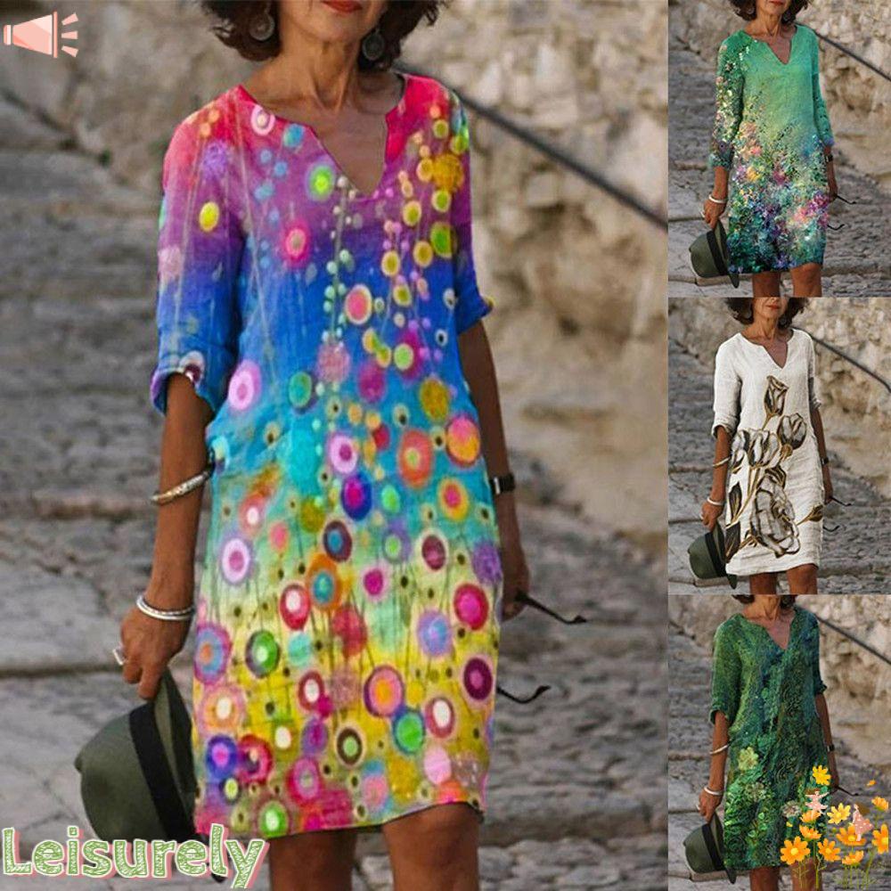 Đầm Nữ Tay Lỡ 3 / 4 Plus Size Thời Trang