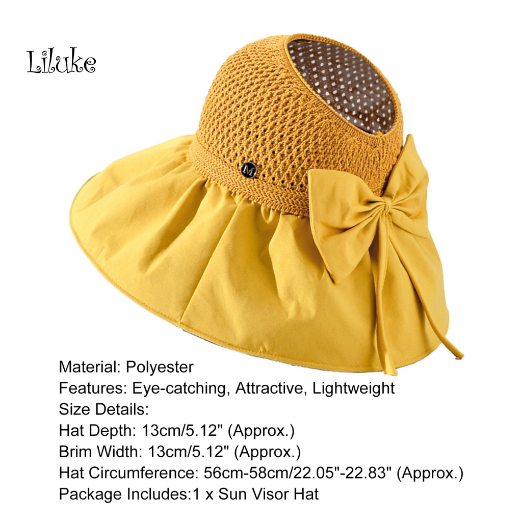 Nón Rộng Vành Phối Nơ Chất Liệu Polyester Mềm Mại Cho Nữ