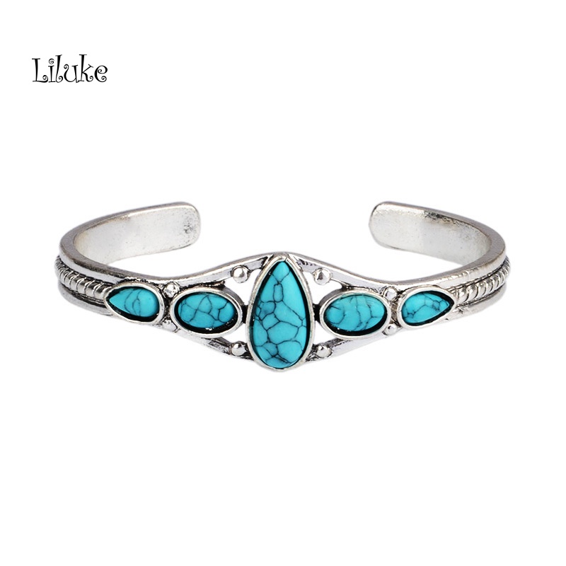 Vòng Tay Hợp Kim Hở Chạm Khắc Hoa Văn Đính Đá Thời Trang Cho Nữ