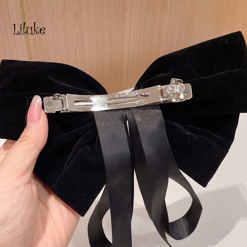 Kẹp Tóc Trang Trí Nơ Bằng Vải Nhung Xinh Xắn Cho Nữ