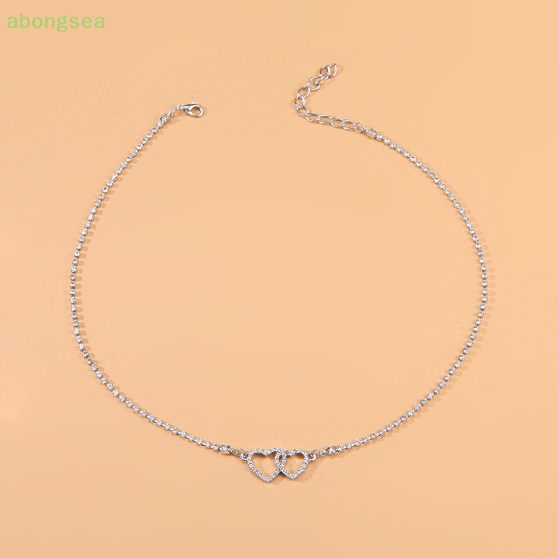 Vòng cổ Hai Trái Tim Đính Đá Thời Trang Hàn Quốc Bongsea