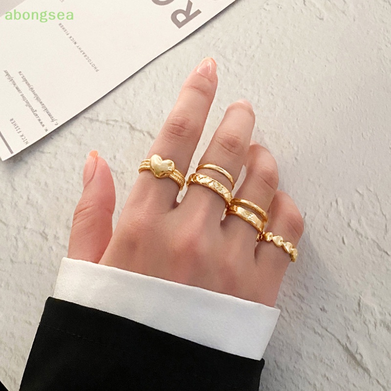 Set 5 Nhẫn Kim Loại Đeo Khớp Ngón Tay Phong Cách Vintage Cho Nữ