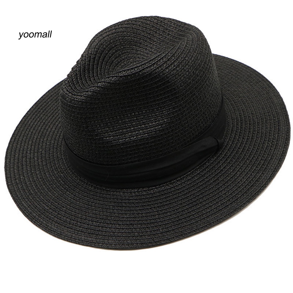 Mũ Rơm Vành Tròn Mềm Mại Chống Tia UV Màu Tương Phản Có Thể Gập Lại Cho Nam Và Nữ