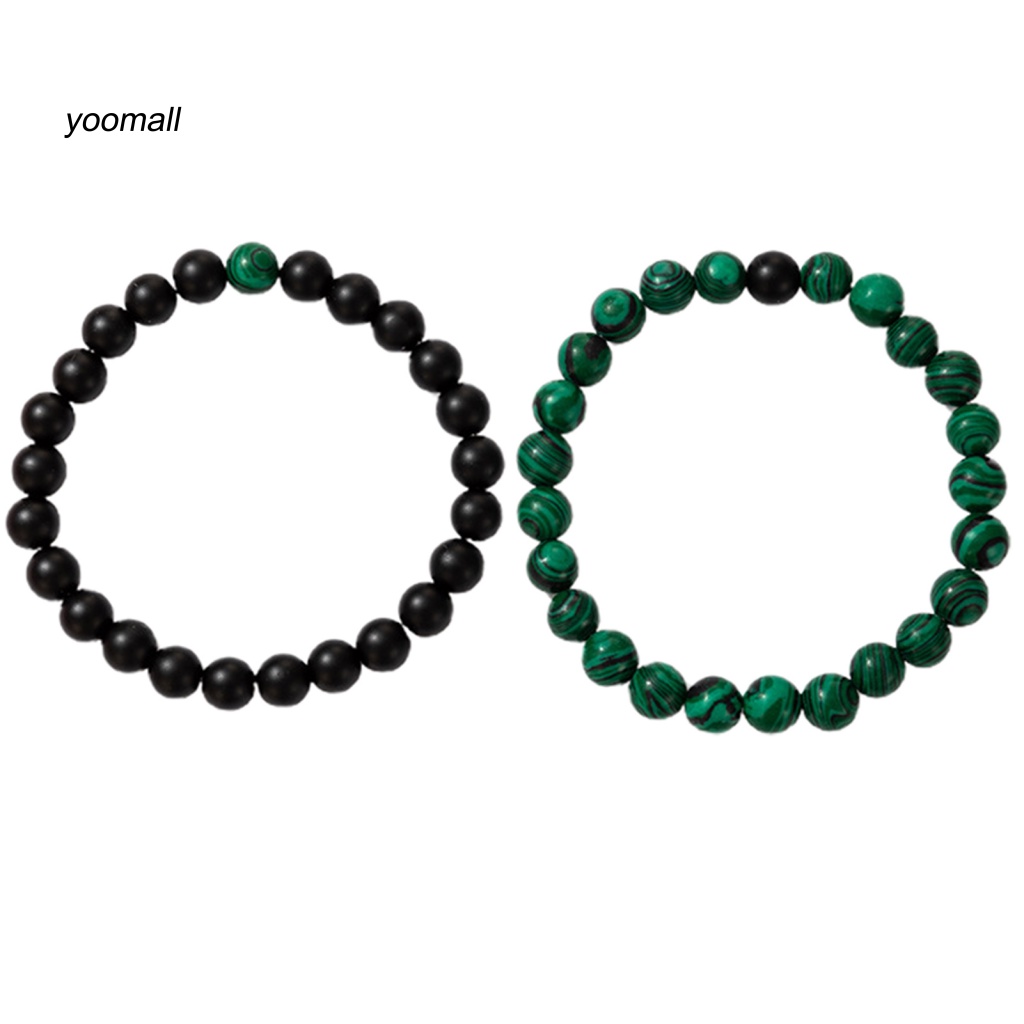 2 Vòng Tay Đá Mắt Hổ Màu Xanh Lá / Đen Thoải Mái Thời Trang Hàng Ngày