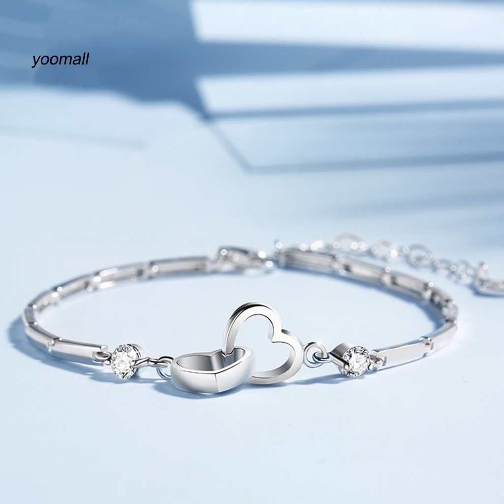 Yo / Vòng Đeo Tay Chuỗi Xích Bắt Mắt Bằng Đồng Hình Trái Tim Quyến Rũ Dành Cho Nữ