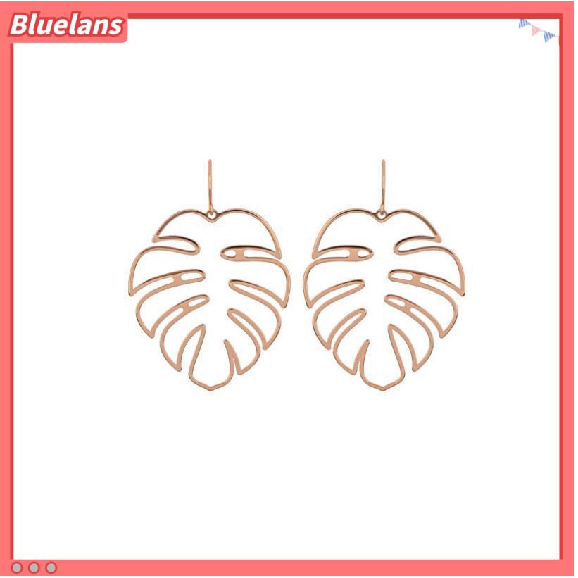 [BLS] Bông Tai Hình Học Rỗng Họa Tiết Lá Bóng Phong Cách Âu Mỹ Cá Tính Hợp Thời Trang