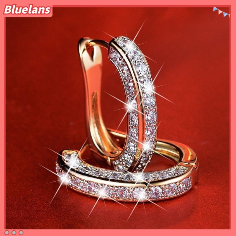 [BLS] Khuyên Tai Kẹp Ba Mặt Đính Kim Cương Giả Thời Trang Mới