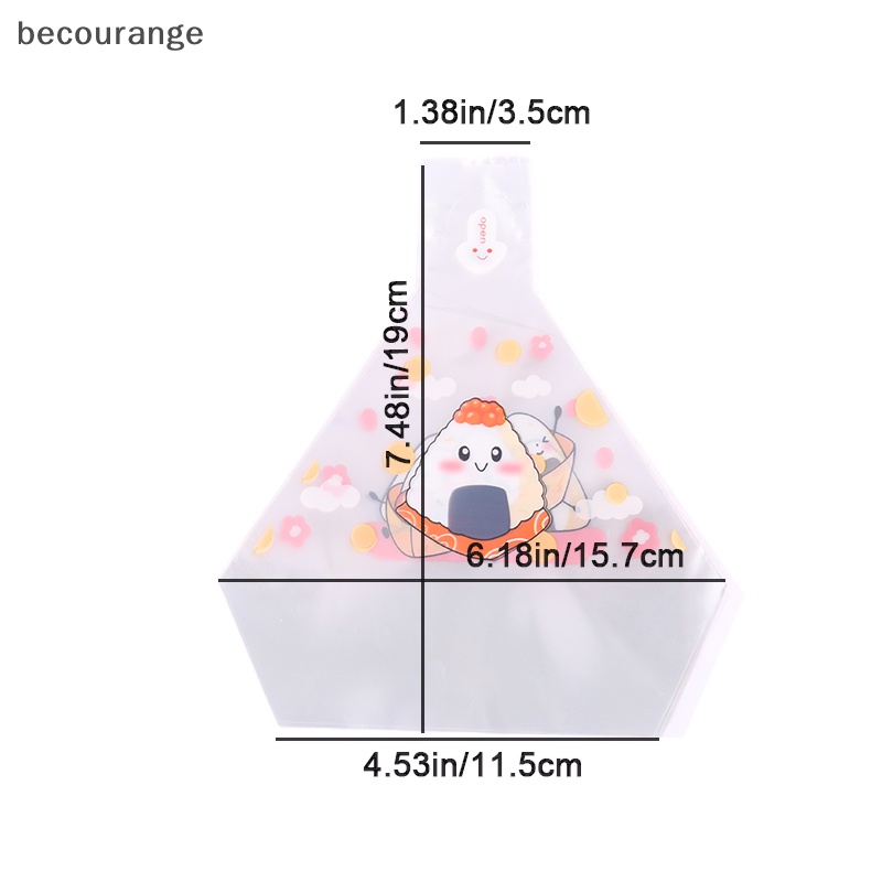 Set 50 Túi Đựng Cơm Nắm Hình Tam Giác Họa Tiết Hoạt Hình Dễ Thương