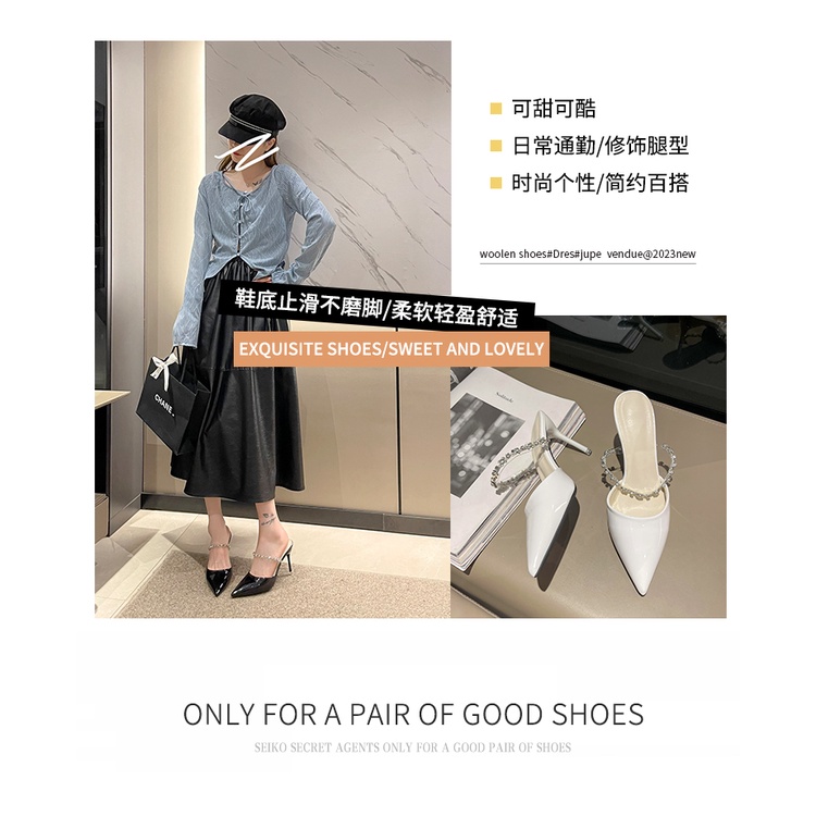 Giày Cao Gót Mũi Nhọn Thời Trang Mùa Hè Pháp Thanh Lịch