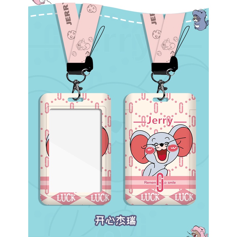Giá Đỡ Thẻ ID / Thẻ Sinh Viên Hình Mèo Và Chuột Hoạt Hình Tom Jerry Chống Nước Chống Dầu Kèm Móc Khóa
