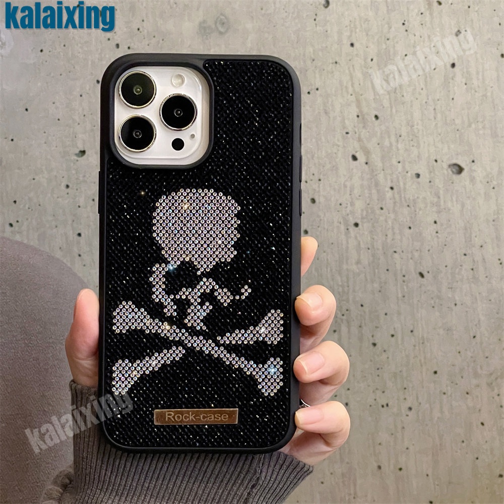 Ốp Điện Thoại Hình Đầu Lâu Đính Đá Lấp Lánh Sang Trọng Cho iPhone 14 Pro Max 14 Plus 12 13 Pro 11 Max