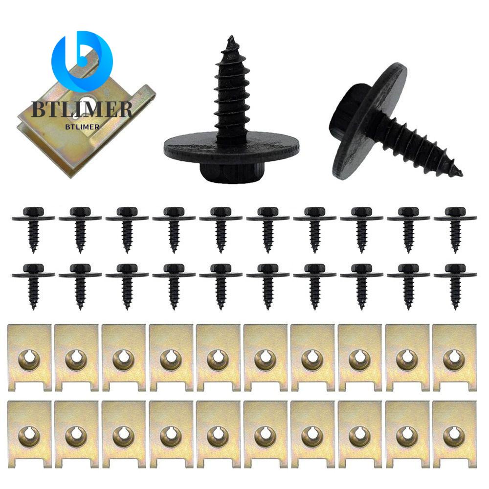 BTLIMER Bộ 40 Ốc Kim Loại Chữ U Bảo Vệ Động Cơ Xe Hơi BMW E46 E92 E90 F10