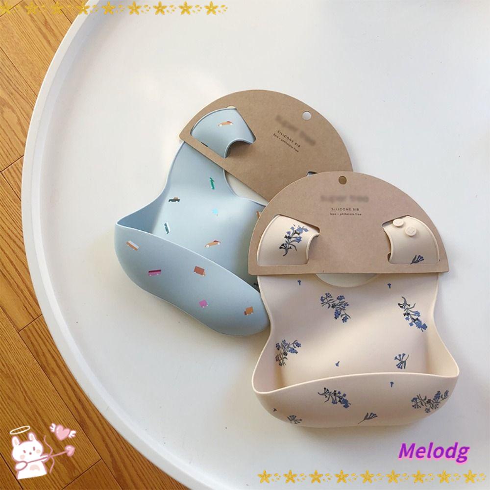 MELODG Yếm Ăn Bằng Silicone Chống Nước In Họa Tiết Dành Cho Trẻ Em