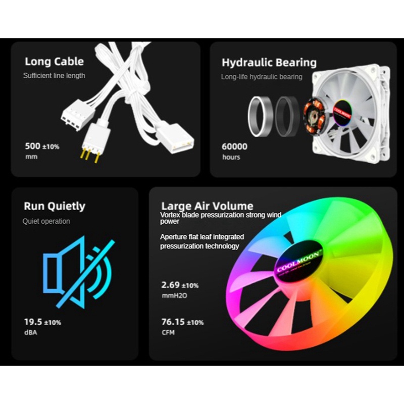 Quạt Tản Nhiệt Làm Mát Có Thể Điều Chỉnh Đồng Bộ RGB Dành Cho PC ARGB