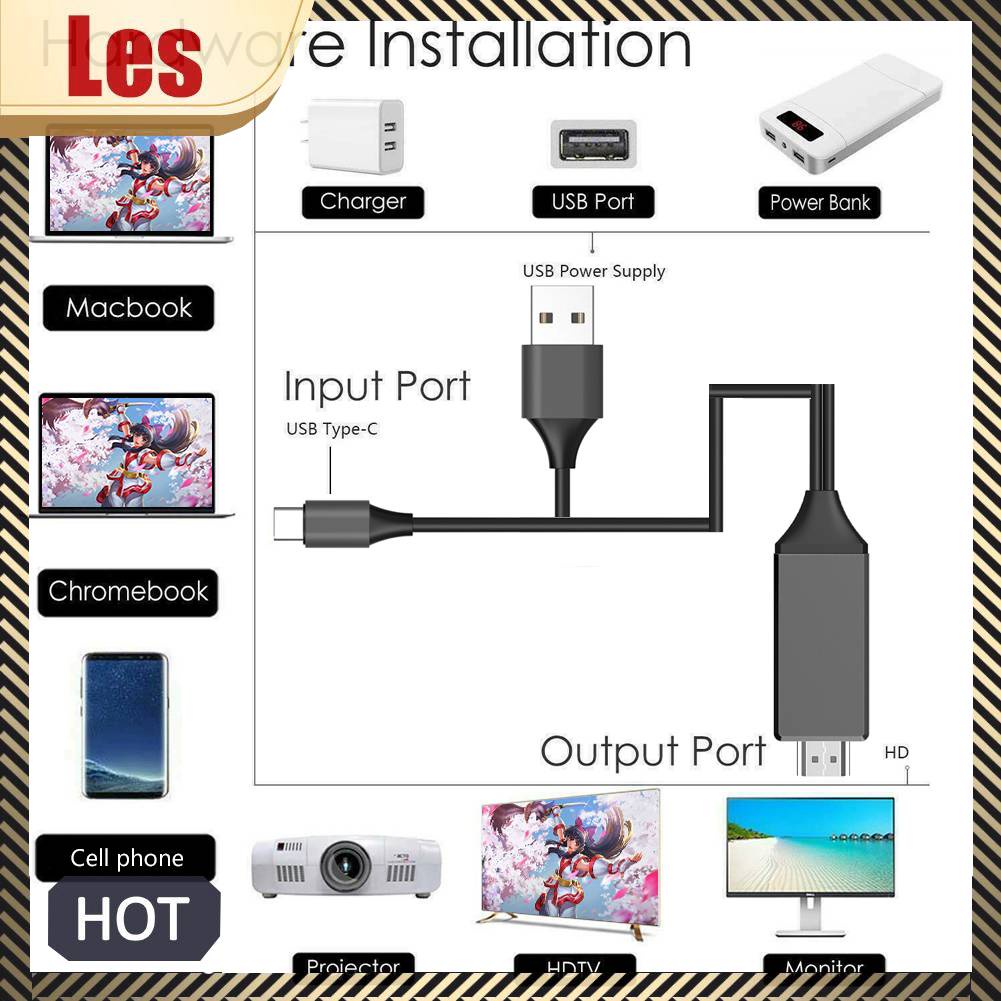 Cáp SạC TráNg Gương L9 USB C Sang HDMI 4K Cho ĐiệN ThoạI Android