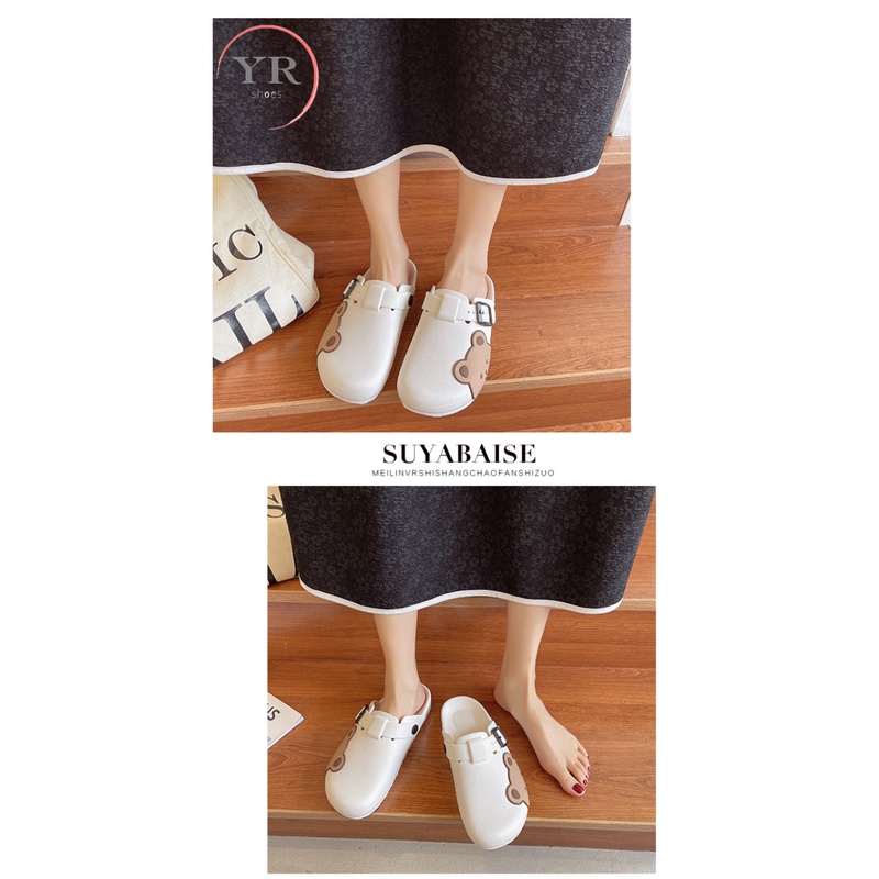 Dép Quai Ngang Chống Trượt In Hình Gấu Hoạt Hình Dễ Thương Cho Cặp Đôi