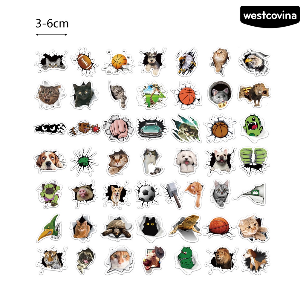[WSTN]✎Bộ 50 Miếng Dán Tự Dính Hình Mặt Trăng Và Động Vật Trang Trí