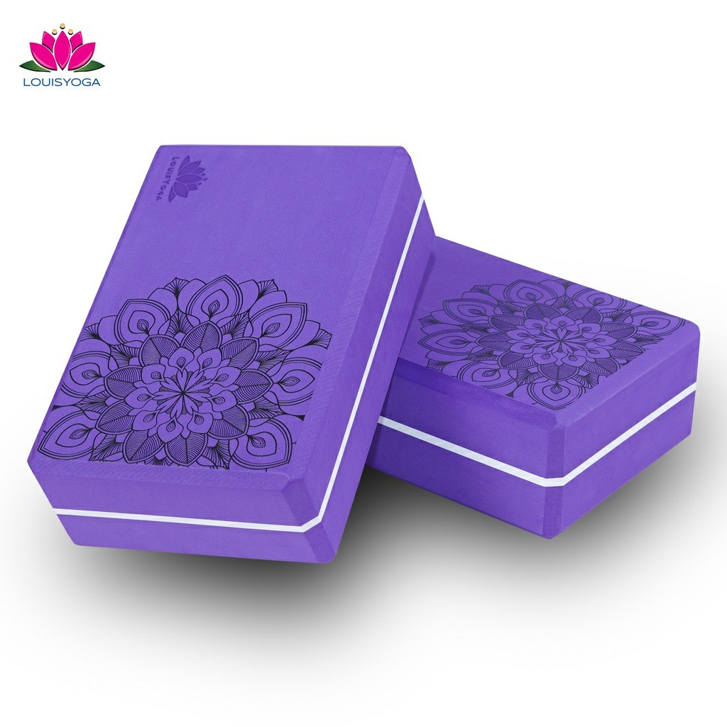 Gạch tập Yoga Louis cao cấp in nổi hoa mandala trọng lượng 320g  - Thương hiệu LOUIS YOGA