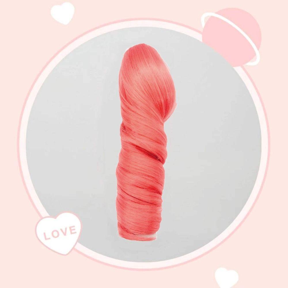 Augustus bjd sd doll wig, tóc đuôi ngựa dài bằng sợi chịu nhiệt, kẹp tóc xoăn màu hồng dễ thương cô gái buộc đuôi ngựa
