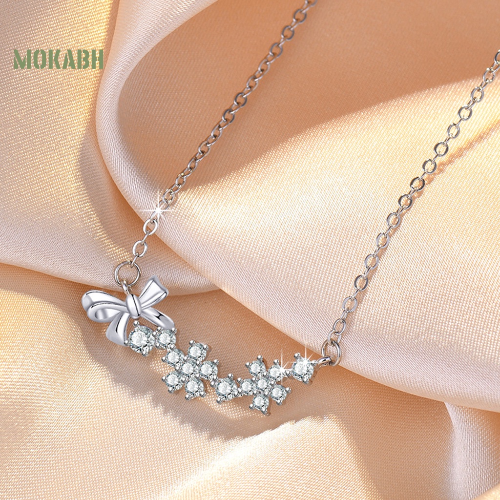 Vòng cổ Mạ Điện Màu Sắc Trơn Trang Trí Thắt Nơ Đính Đá Zircon Thời Trang Cho Nữ