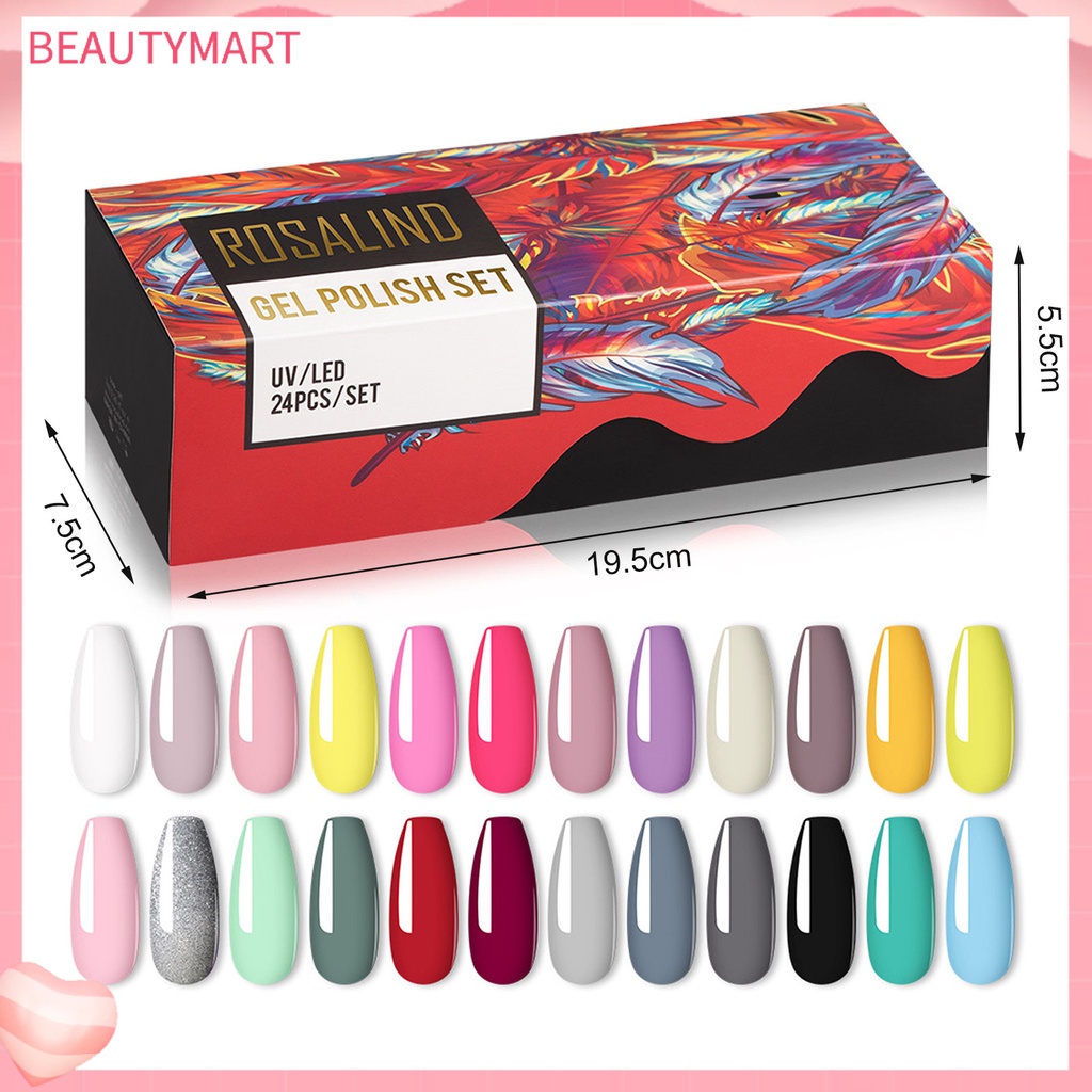 Set 24 Sơn Móng Tay Gel UV Tạo Hiệu Ứng Đẹp Mắt DIY