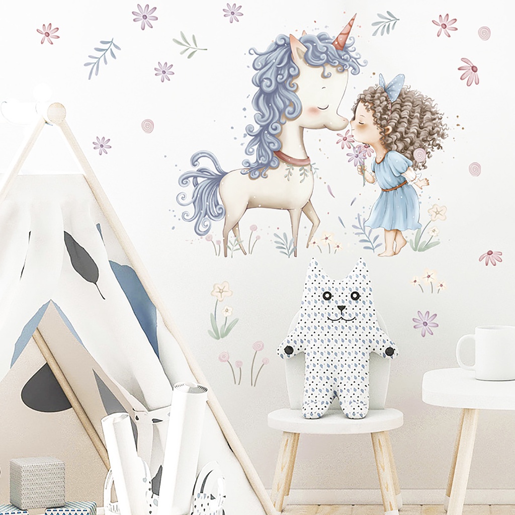 Miếng Dán Tường Bằng PVC Hình Thỏ / Voi Hoạt Hình Dễ Thương Trang Trí Phòng Bé