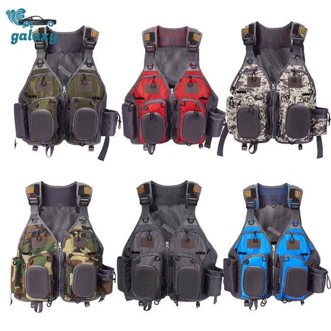 Galaxy Áo Khoác Câu Cá Sát Nách Vải Oxford Nhiều Túi Thoáng Khí Đa Năng Cho Nam