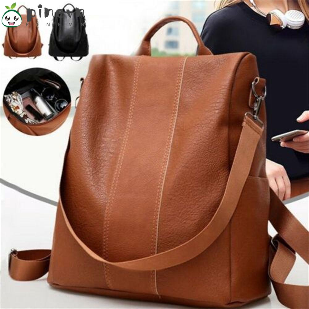 PINEVN Ba Lô Da PU Chống Trộm