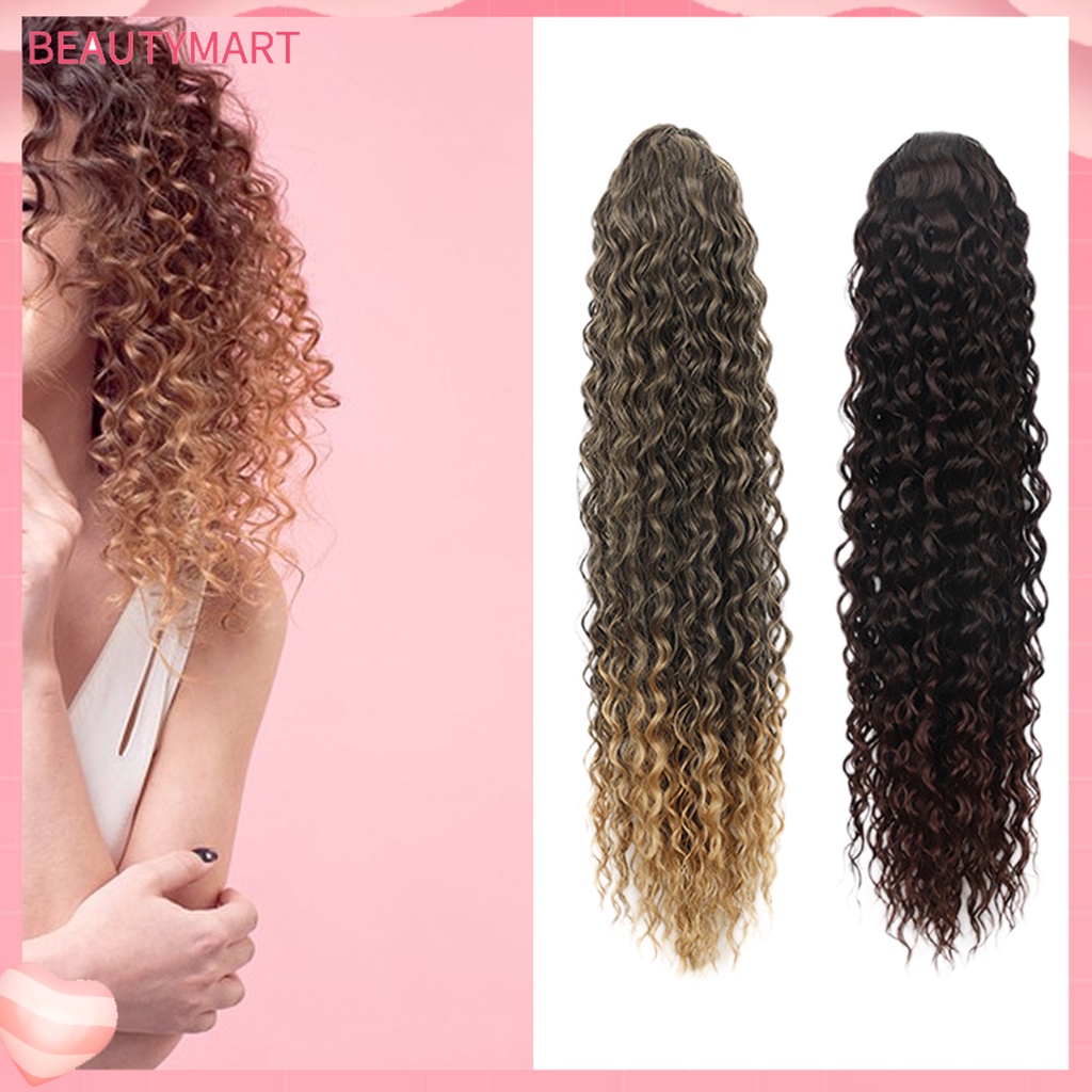 Bộ Tóc Giả Dài Xoăn Dày Mềm Mại Chống Trượt Có Dây Rút Dành Cho Nữ