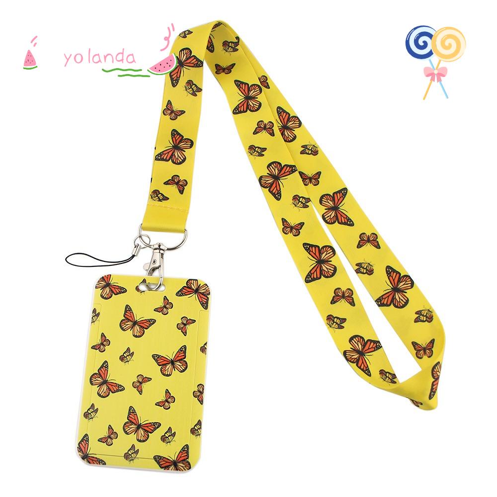 Dây Buộc Cổ Dùng Giữ Thẻ ID / Chìa Khóa Họa Tiết Bươm Bướm Dễ Thương Tiện Dụng Cho Văn Phòng