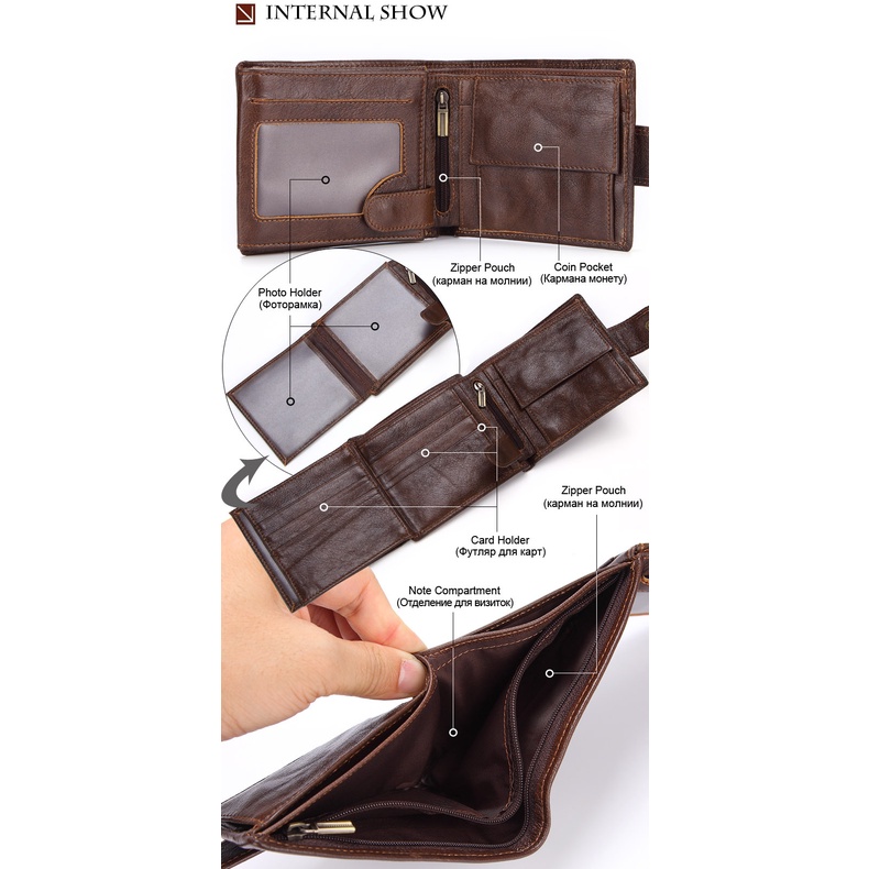 Ví Da Bò Thật Dáng Ngắn Thời Trang Cho Nam