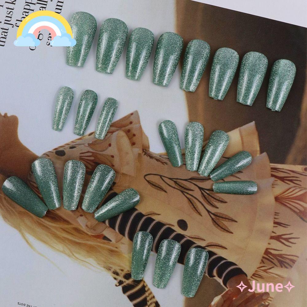 JUNE Bộ 24 Móng Tay Giả Che Phủ Toàn Diện Kiểu Pháp