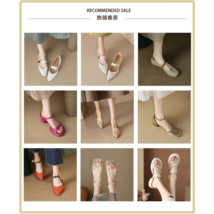 Duoya Tóc Thẳng ~ [Hàng Có Sẵn] Sandal Cao Gót Hở Ngón Bằng Da Thật Mềm Mại Chống Thấm Nước Đính Đinh Tán Thời Trang Mùa Hè Giản Dị Miễn Phí Vậ