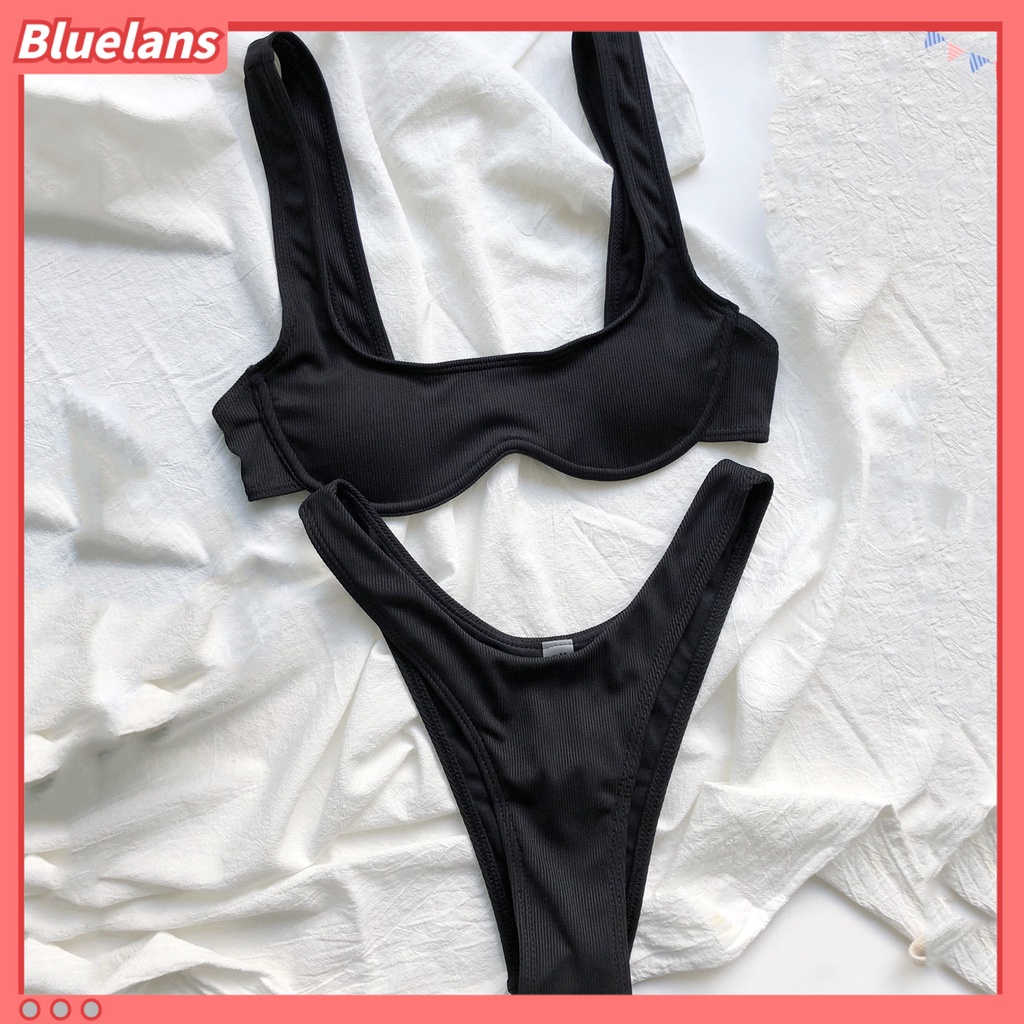 Bộ Bikini 2 Mảnh Có Mút Nâng Ngực Màu Sắc Trơn Quyến Rũ Cho Nữ