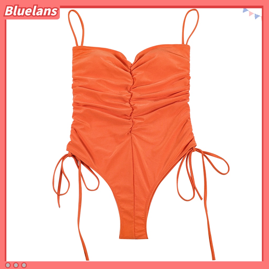 [BLS] Đồ Bơi Một Mảnh Lưng Cao Hai Dây Cổ Thấp Xếp Ly Quyến Rũ Cho Nữ
