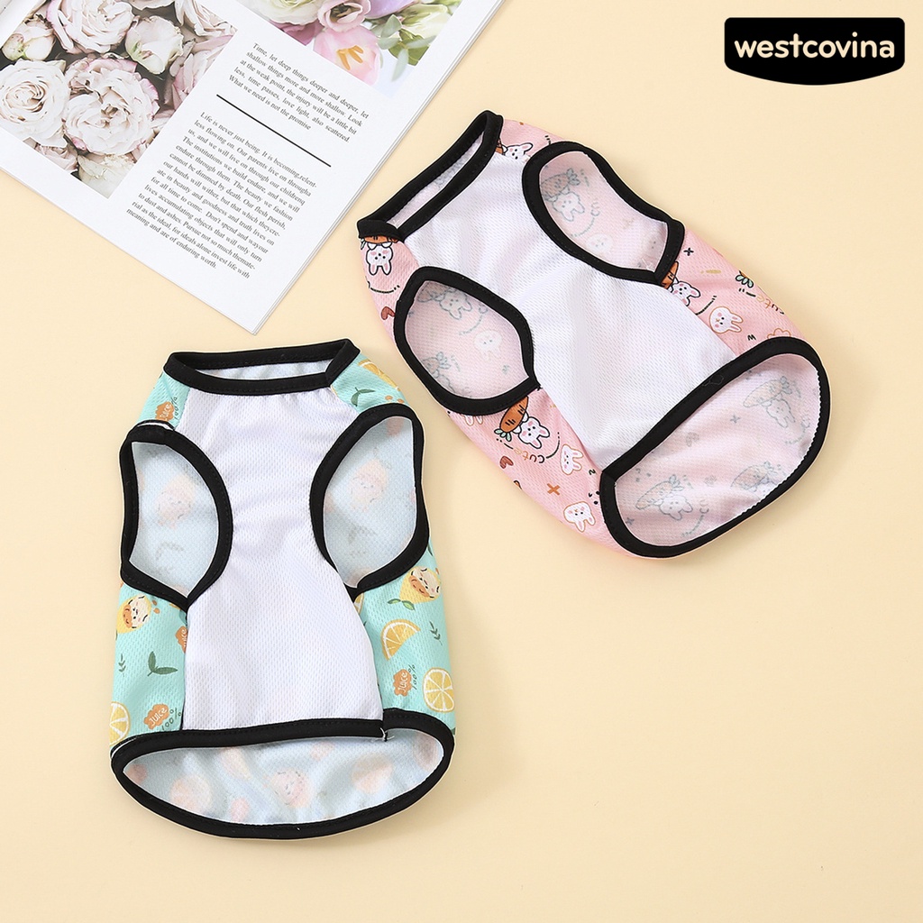 [COD]♞Áo Sát Nách Cổ Tròn Dáng Rộng Mềm Mại In Họa Tiết Cừu Hoạt Hình Thời Trang Mùa Hè Cho Thú Cưng