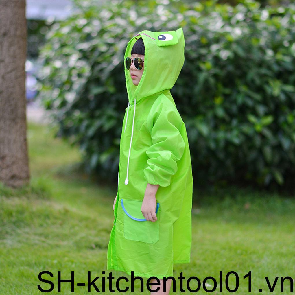 Áo Mưa Dây Rút 90cm - 130cm Chống Thấm Nước Thoáng Khí Có Túi Tiện Dụng Cho Bé