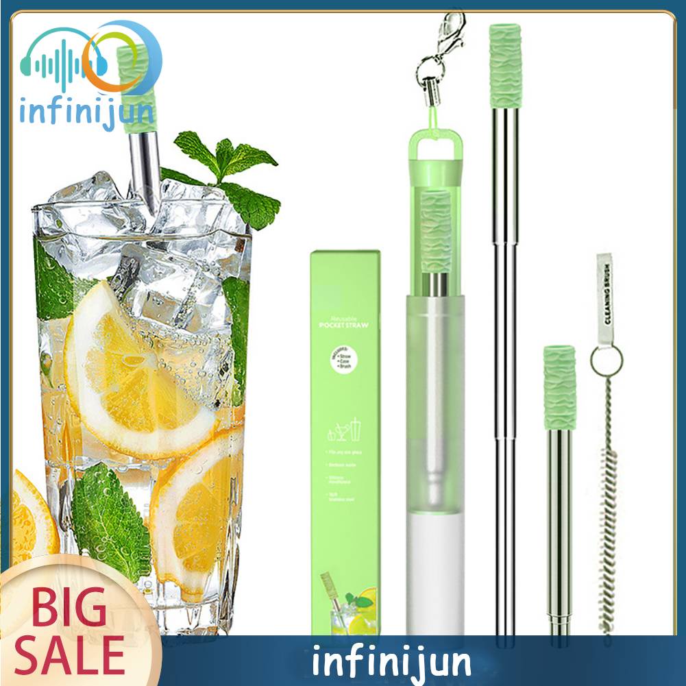 Bộ Ống Hút Inox 304 Có Thể Gấp Gọn Tiện Dụng Kèm Phụ Kiện