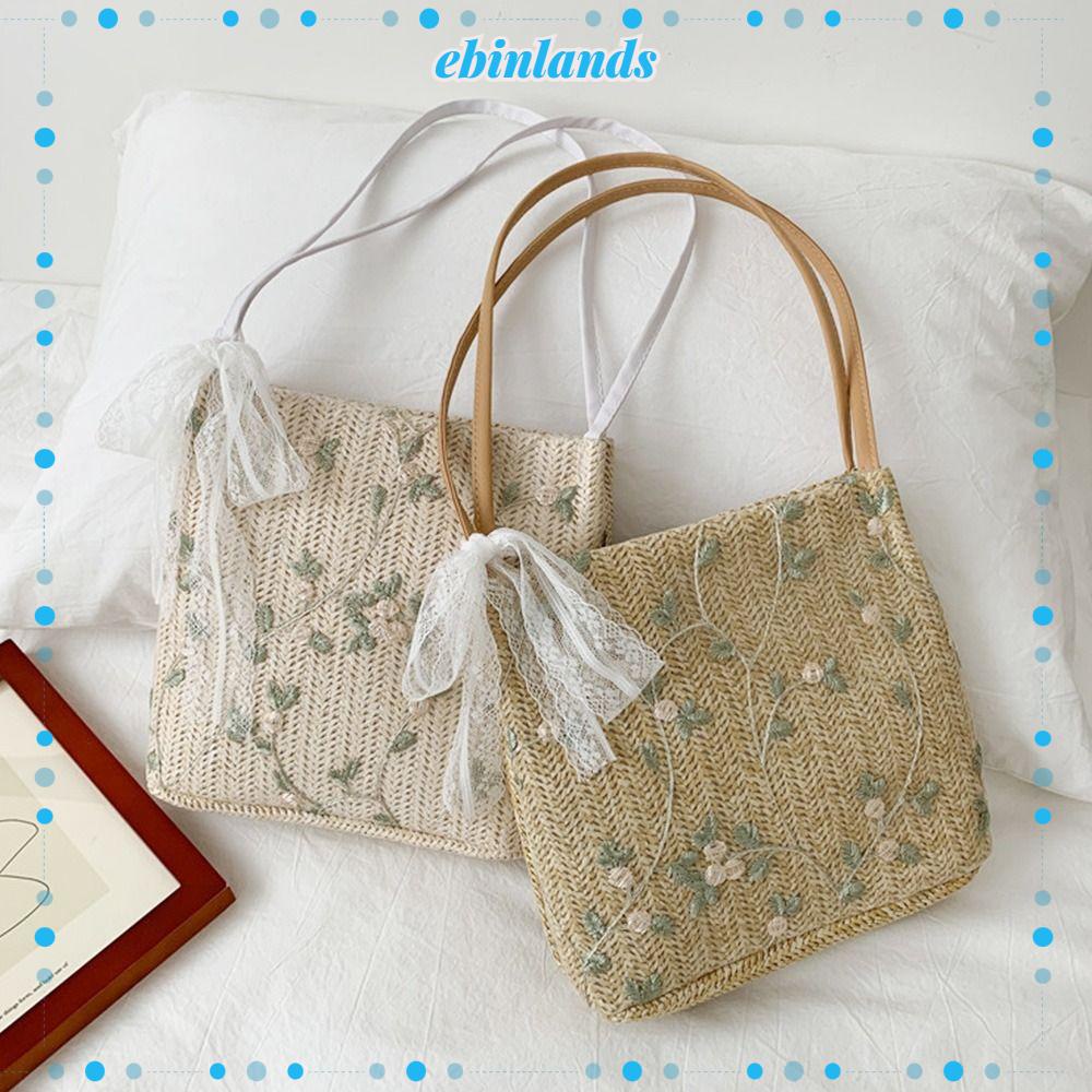 EBINLANDS Túi Xách Đan Rơm Thời Trang Mùa Hè Cho Nữ