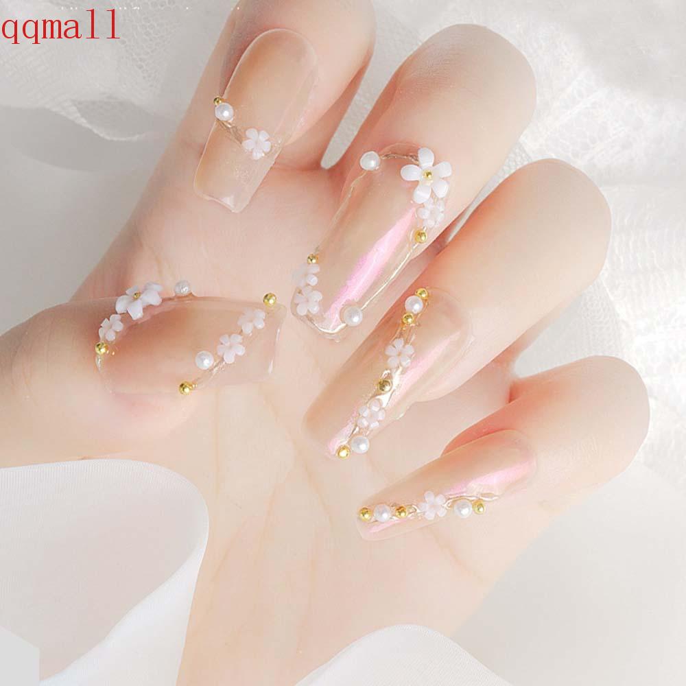 QQMALL Phụ Kiện Trang Trí Móng Nghệ Thuật Hình Hoa Năm Cánh Bằng Nhựa Resin