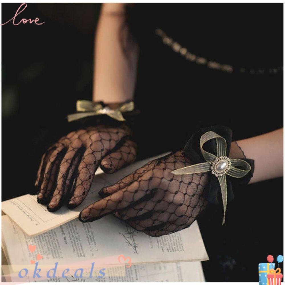 OKDEALS Găng Tay Vải Satin Phụ Kiện Hóa Trang Dự Tiệc