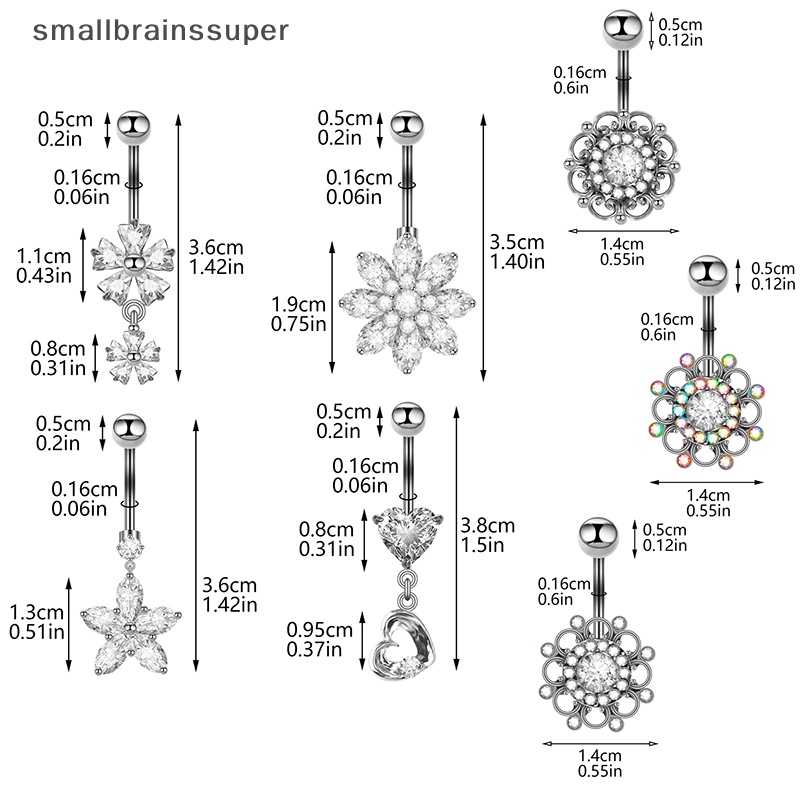 Khuyên Rốn Chất Liệu Thép Không Gỉ Đính Đá Zircon Quyến Rũ Cho Nữ SBS