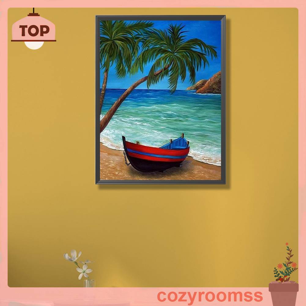 Tranh Đính Đá Kim Cương Toàn Bộ 5D DIY Hình Vẽ Cây Dừa