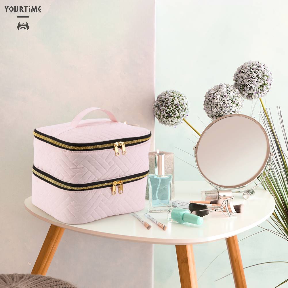 Túi Đựng Mỹ Phẩm Cầm Tay Có Khóa Kéo Sức Nặng Tháo Rời Được Tiện Lợi