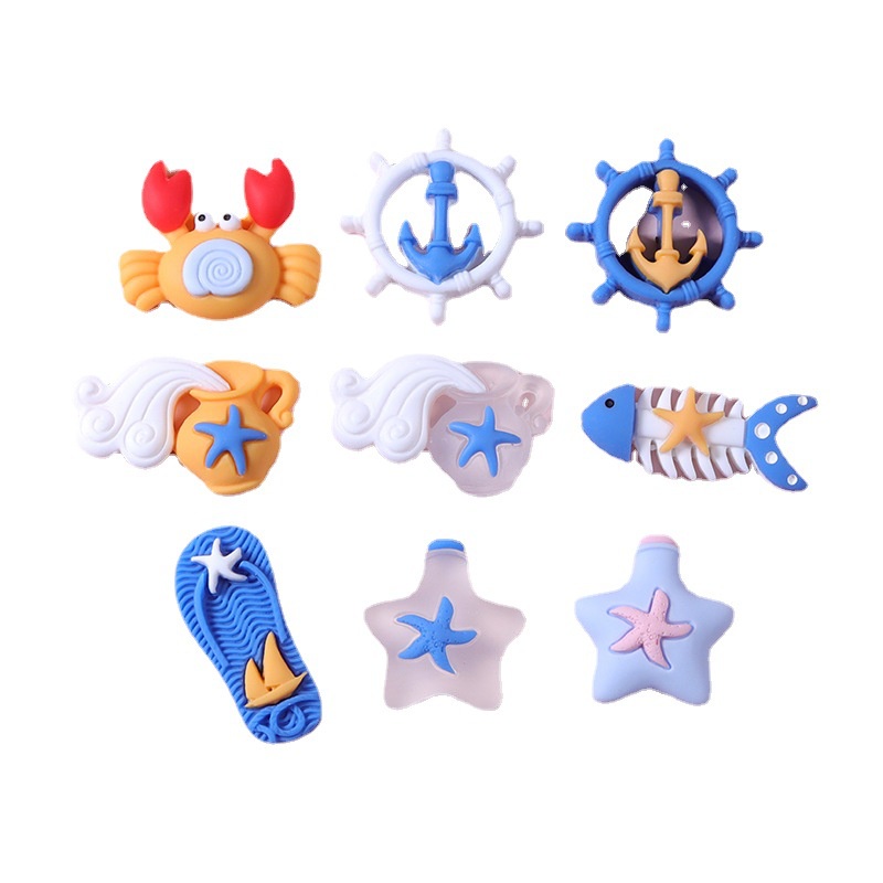 Set 10 Phụ Kiện Trang Trí Ốp Điện Thoại Hình Đại Dương Màu Xanh Diy