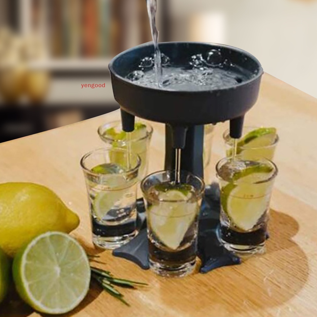 Giá Đỡ Bình Nước 6 Ngăn Bằng Thủy Tinh Tiện Dụng Cho Các Bữa Tiệc