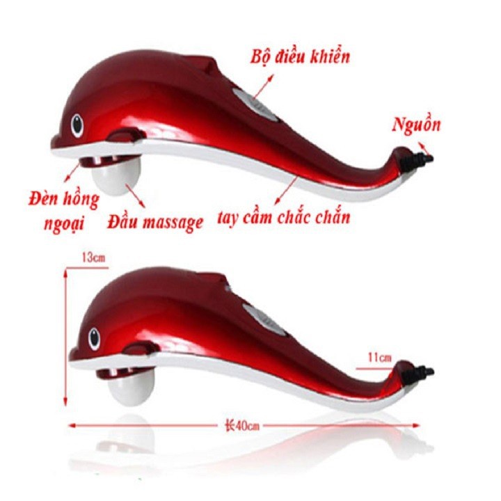 Máy Massage Cầm Tay Cá Heo 3 Đầu Loại Lớn Cao Cấp