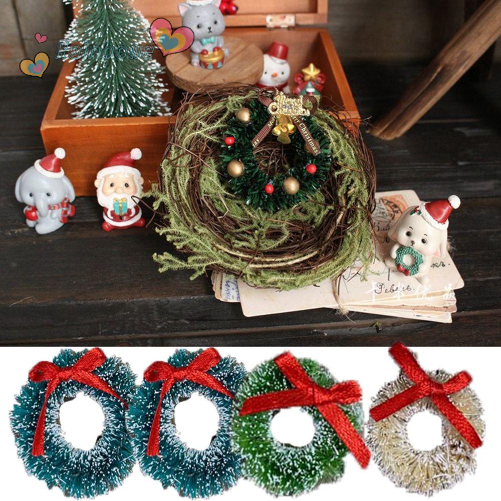 RAINBOW Set 2 Vòng Hoa Giáng Sinh Mini 3 / 4cm Trang Trí Nhà Búp Bê