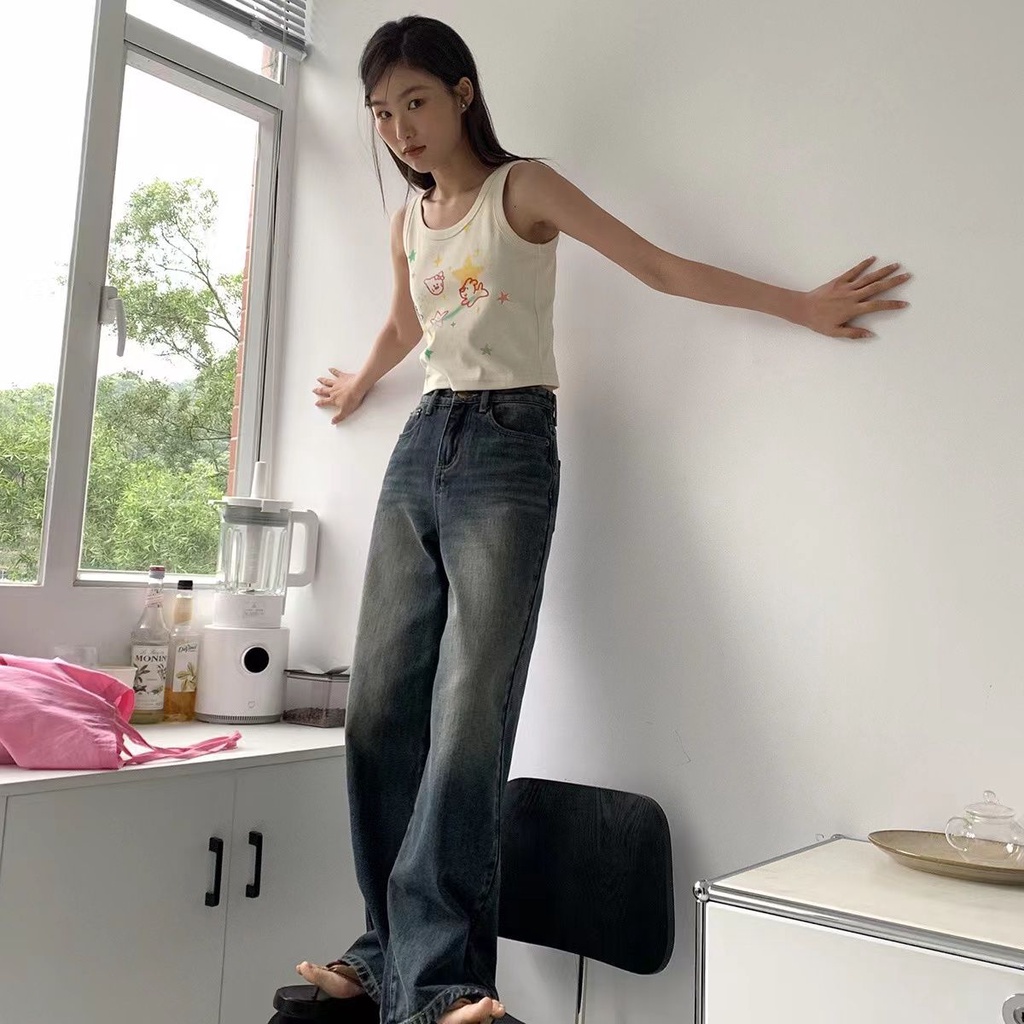 Áo Hai Dây Mùa Hè In Họa Tiết Graffiti Ngọt Ngào Cho Nữ